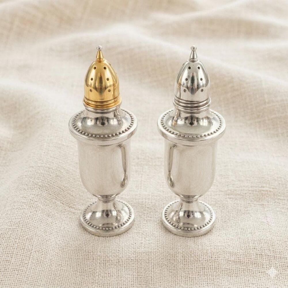 Vintage Mid-Century Sterling Silver-plated Shakers with Protective Liners